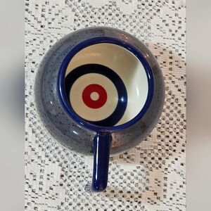 Speckled Blue Ceramic Curling Rock Mug with Target Interior